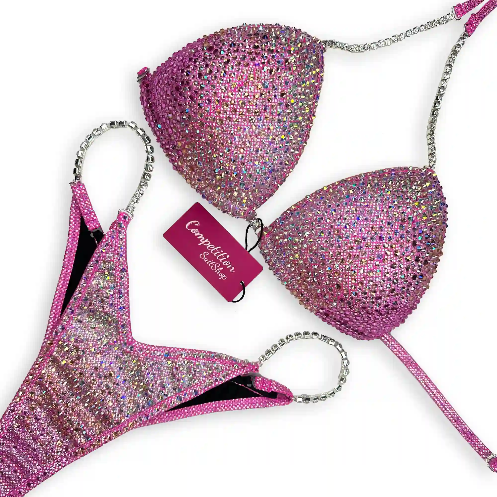 Silver Pink Radiance Bikini Competition Suit BM201-13